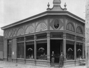 Dating from c. 1895, Jackson Chemist was a family business that existed on the northeast corner of Greene and St. Catherine St. for many years. Photo Credit: WHA Archives